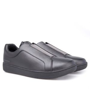 Armani Exchange Black Slip On Leather Sneakers